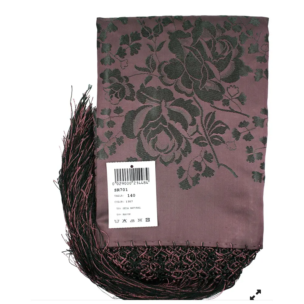 Pañuelo Mantón Regional de Seda y Algodón Estilo Tradicional 140 cms