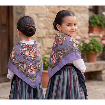 Pañuelo Regional para Niña – Color Morado Malva (70x70 cm)