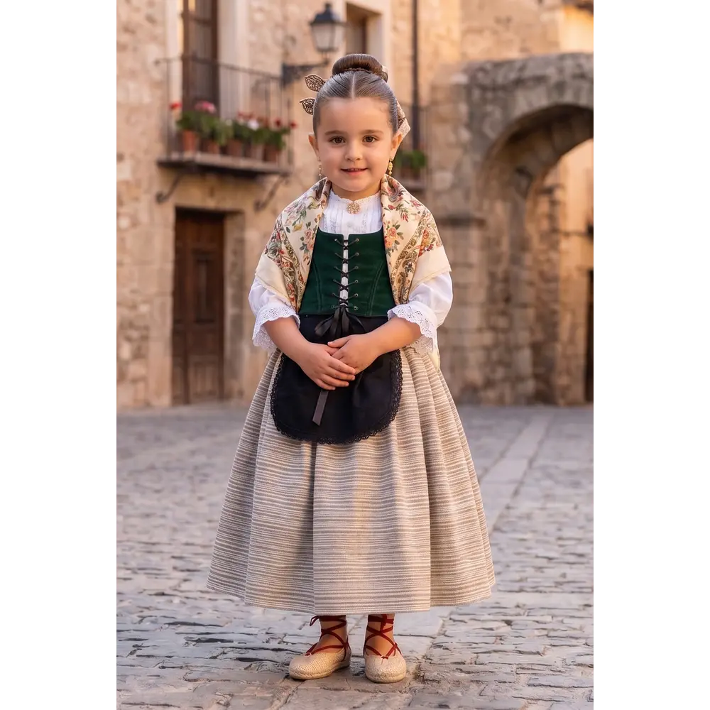 Falda Regional a Rayas para Niña - Traje de Baturra (Talla 4)