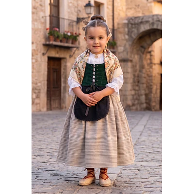 Falda Regional a Rayas para Niña - Traje de Baturra (Talla 4)