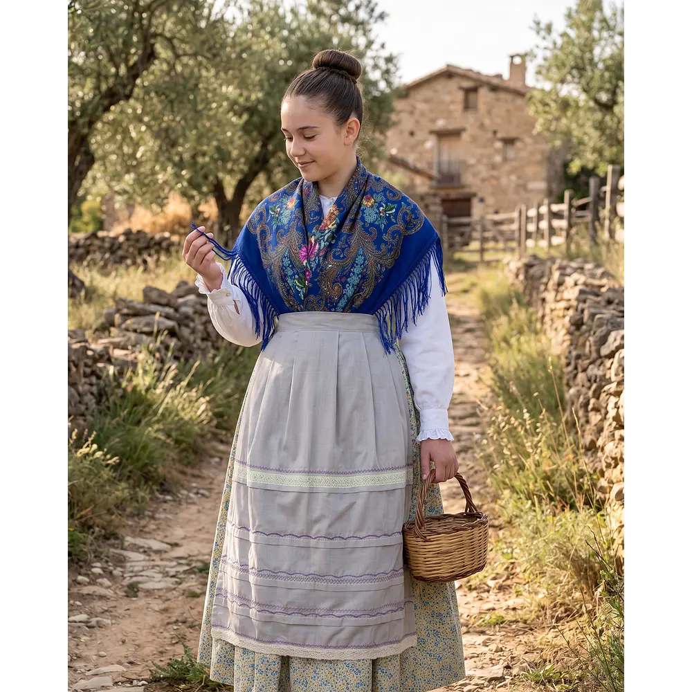 Conjunto Regional de Baturra (Falda, Mantón y Delantal) - Talla 36/38 o Niña