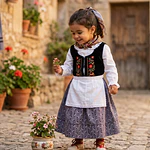 Saya Falda Regional Niña Talla 2 Percal Morada | 39,5 cm