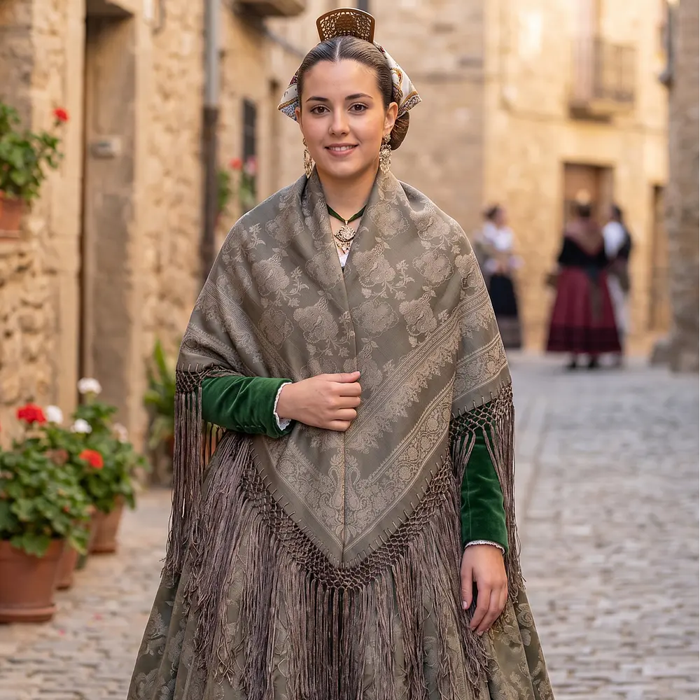 Mantón regional de 120x120 cm con flecos para traje tradicional   1,20 cms  Mod pr 172