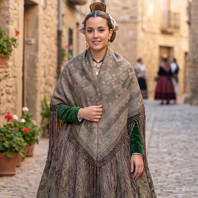Mantón regional de 120x120 cm con flecos para traje tradicional   1,20 cms  Mod pr 172