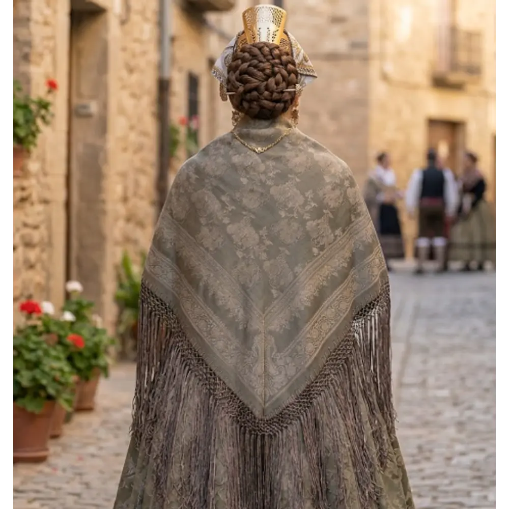 Mantón regional de 120x120 cm con flecos para traje tradicional   1,20 cms  Mod pr 172