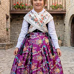Falda Regional Niña Brocada Morado Magenta | Cierre Pañal
