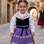 Delantal Regional Baturra Niña 26 cm | Color Malva y Bolillo