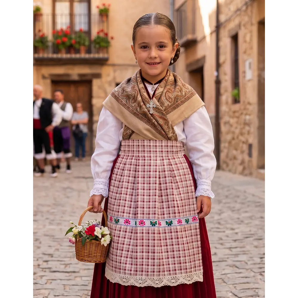 Delantal Regional Baturra Niña 37 cm | Algodón y Bolillo