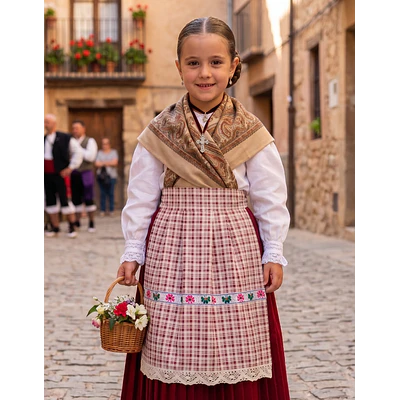 Delantal Regional Baturra Niña 37 cm | Algodón y Bolillo