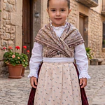 Delantal Regional Niña 29 cm | Algodón Beige Floral