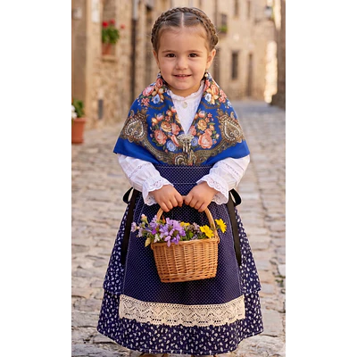 Conjunto Regional Niña 3 Piezas (2-3 Años) | Falda, Delantal y Pañoleta