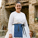 Faltriquera tradicional para falda  Diseño floral azul