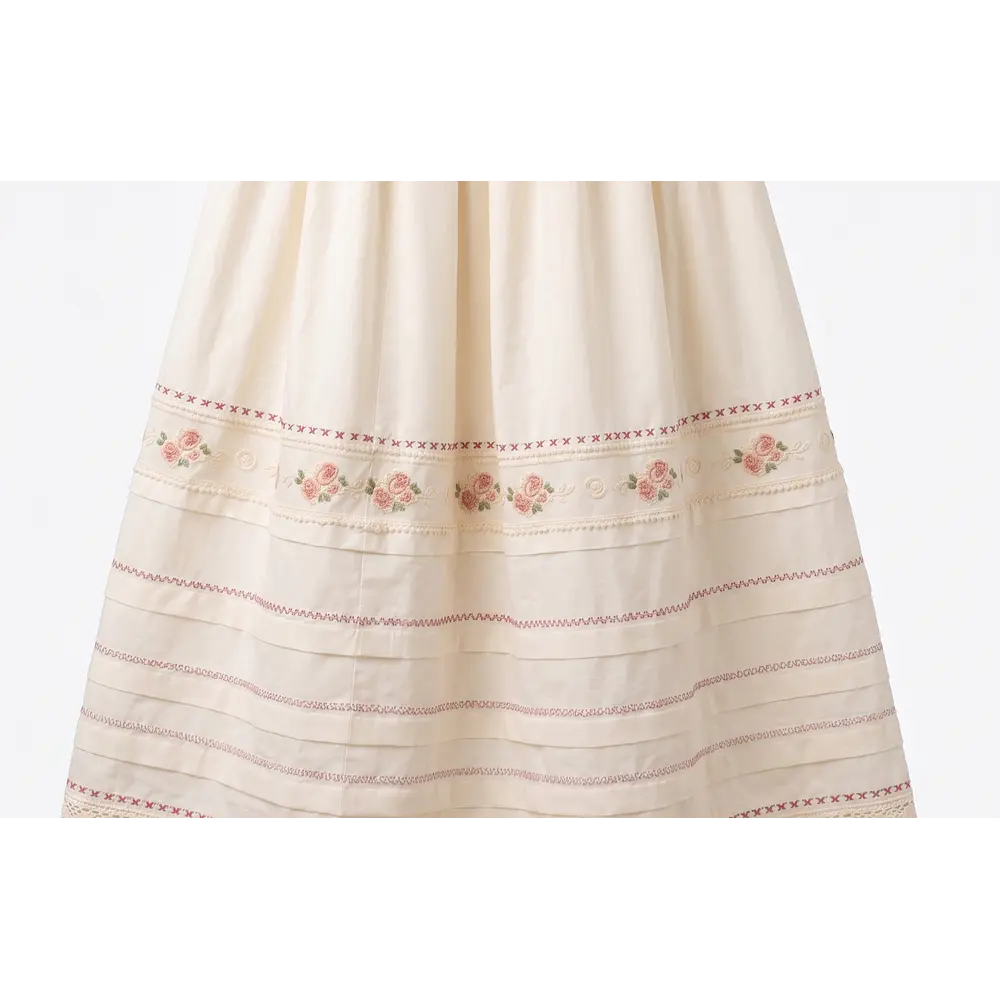 Enagua de Baturra con Bordado Floral Rosa (Vuelo 3 Metros) - Modelo Exclusivo