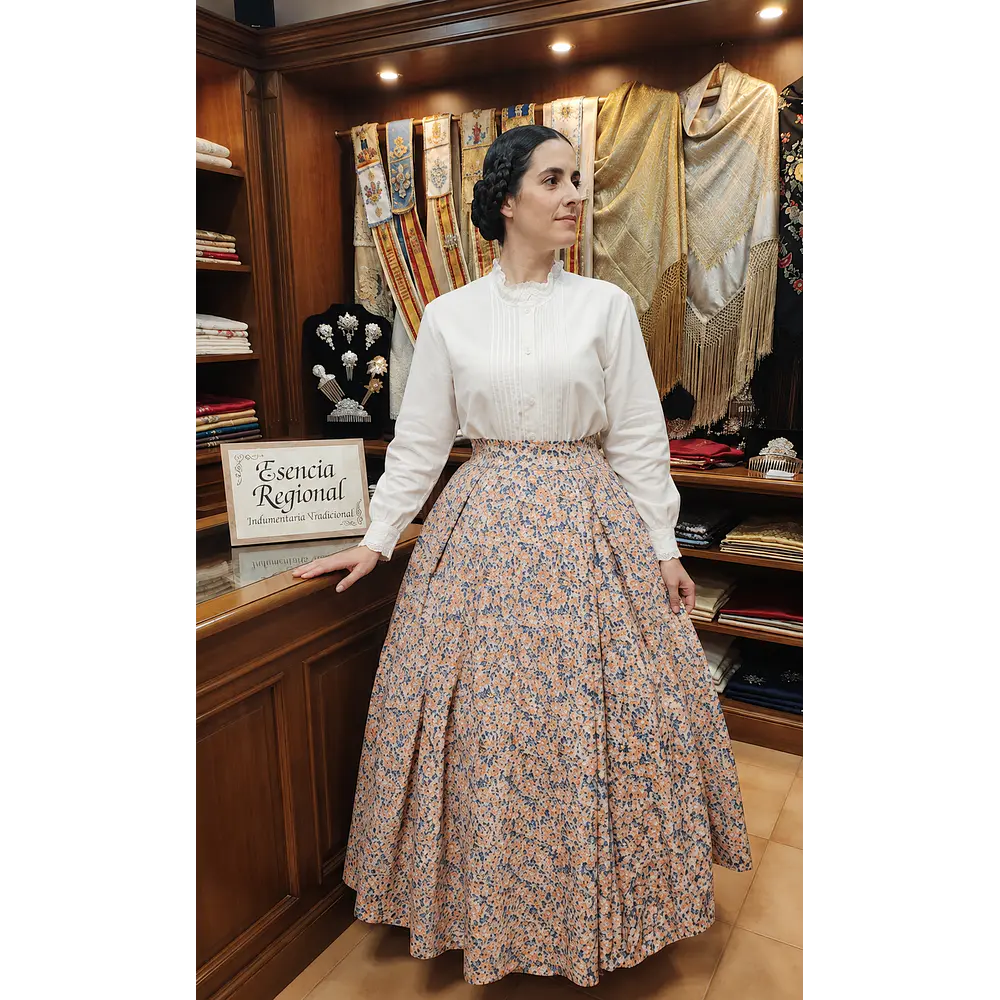  Falda Regional de Flores para Traje Tradicional de Mujer T 44/46