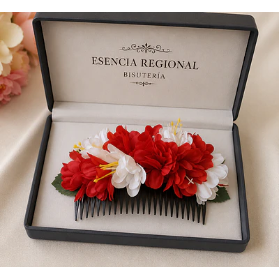 peineta flores regional rojos