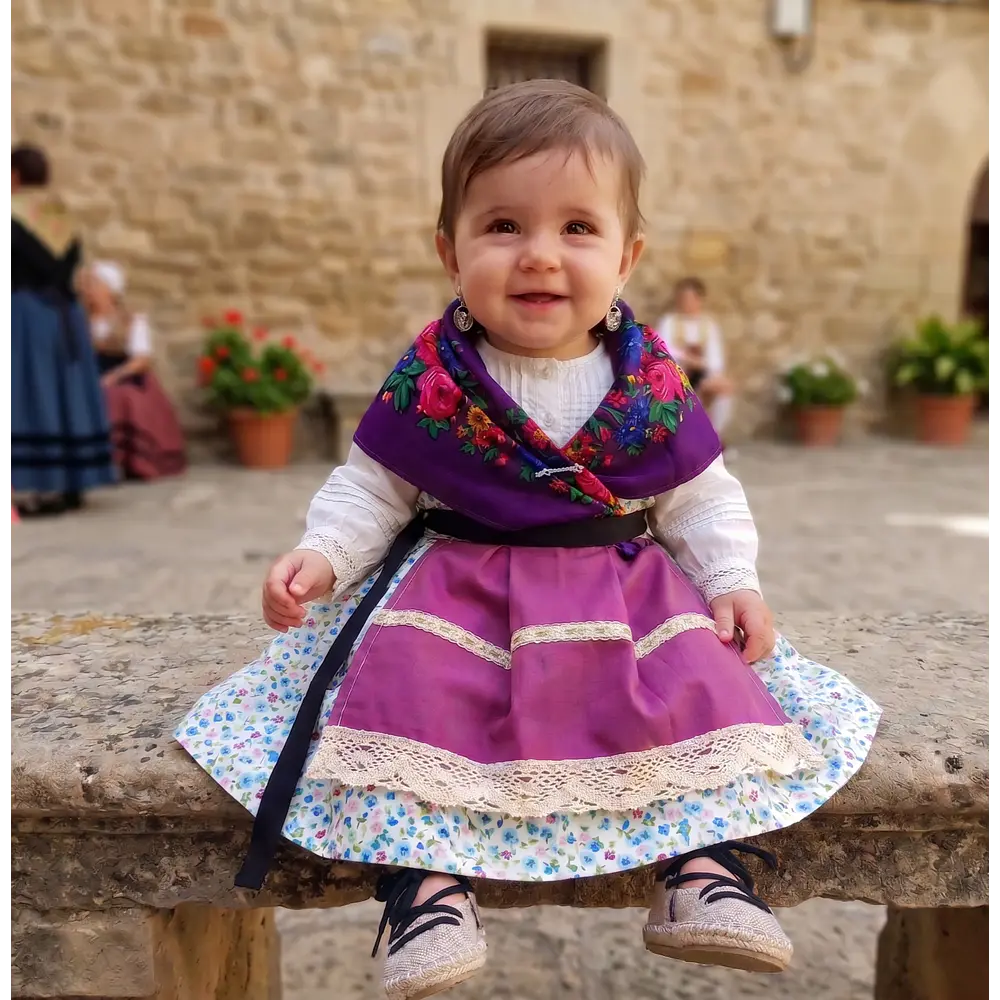 Traje de Baturra para Niña (6 a 9 meses) - Conjunto 4 Piezas Adaptable