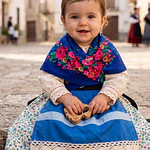 Traje de Baturra para Niña (9 a 12 meses) - Conjunto 4 Piezas Tonos Azules