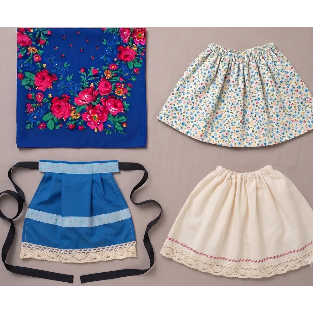 Traje de Baturra para Niña (9 a 12 meses) - Conjunto 4 Piezas Tonos Azules