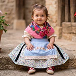 Traje de Baturra para Niña (6 a 9 meses) - Conjunto 4 Piezas con Pañuelo Rosa