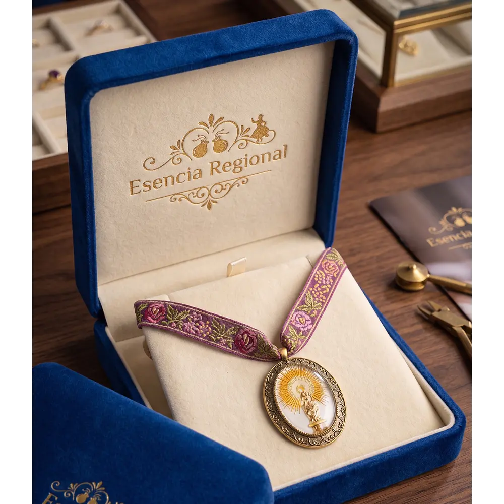 Conjunto de Medalla de la Virgen del Pilar y Cinta al Cuello (Carrasca)