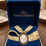 Conjunto de Medalla de la Virgen del Pilar y Cinta al Cuello Dorada