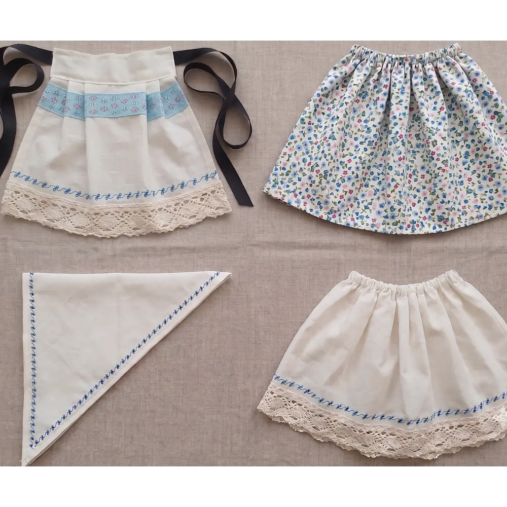 Traje de Baturra para Recién Nacida (0 a 3 meses) - Conjunto 4 Piezas Tonos Claros