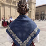 Pañuelo de Baturra Azul Marino con Cenefa Tradicional (90x90 cm)