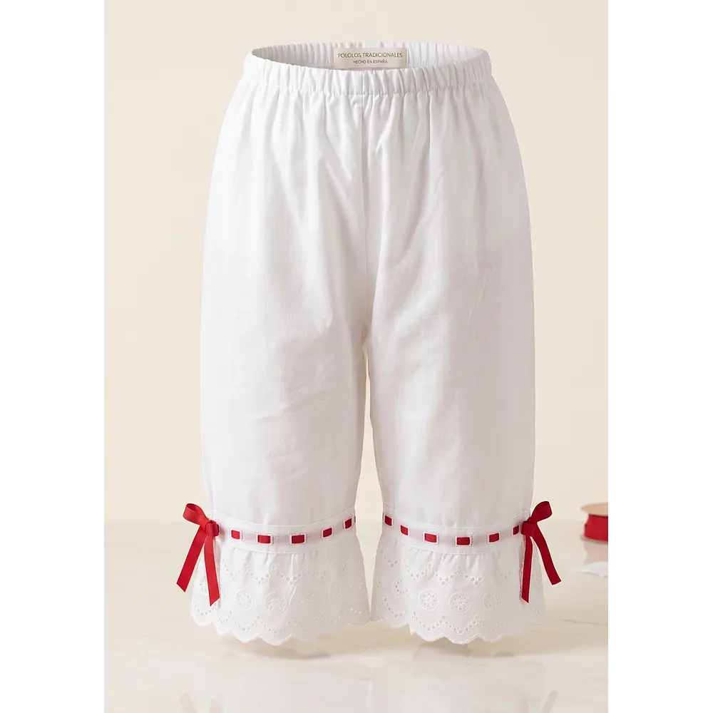Pololos de Baturra para Niña con Pasacintas Rojo (Tallas 8 a 12)