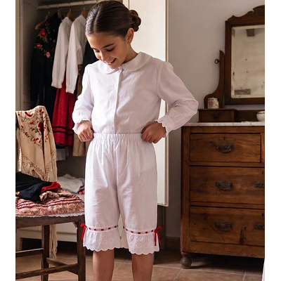 Pololos de Baturra para Niña con Pasacintas Rojo (Tallas 8 a 12)
