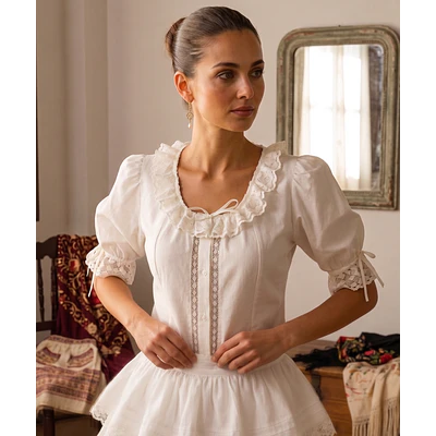 Camisa de Baturra Beige con Manga 3/4 (Talla 40)