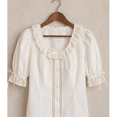 Camisa de Baturra Beige con Manga 3/4 (Talla 40)