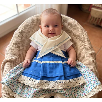 Traje de Baturra para Bebé (0-6 meses) - Conjunto 4 Piezas "Crecedero" Azul