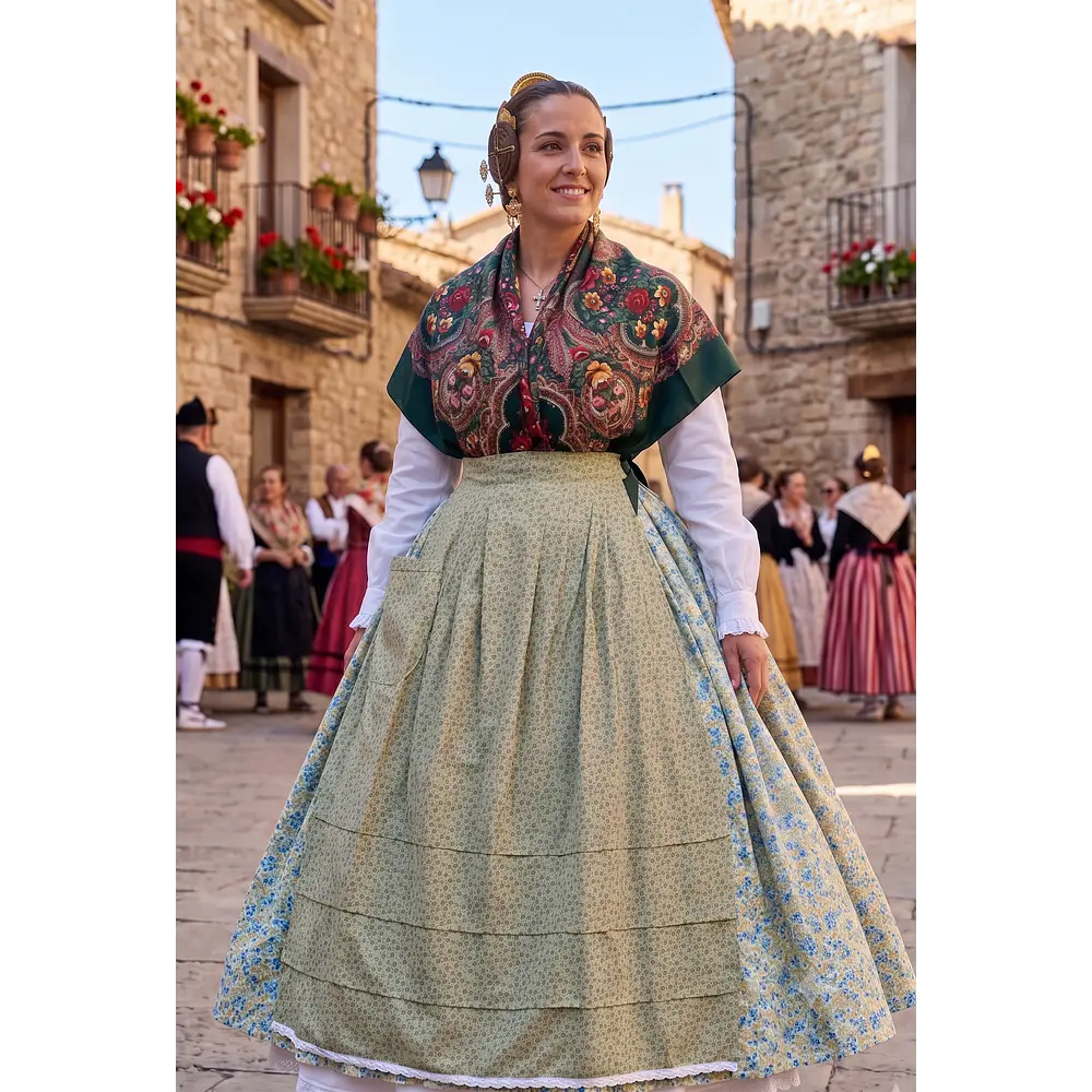 Conjunto de Baturra Mujer 3 Piezas (Talla 34/36) - Tonos Verdes