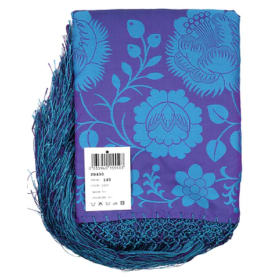 Mantón Regional 140x140 cm con Fleco Trenzado mod azul mar