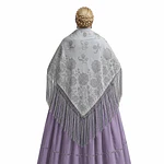 Mantón Regional 140x140 cm con Fleco Trenzado a Mano mod gris Alcazaba