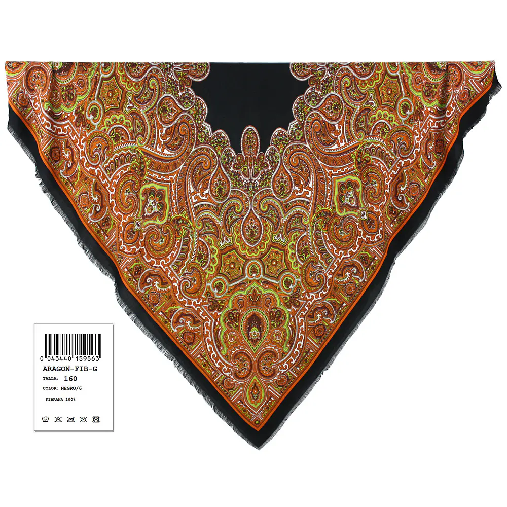 Pañuelo fibrana 155 cms regional baturra artesanal mod Aragon