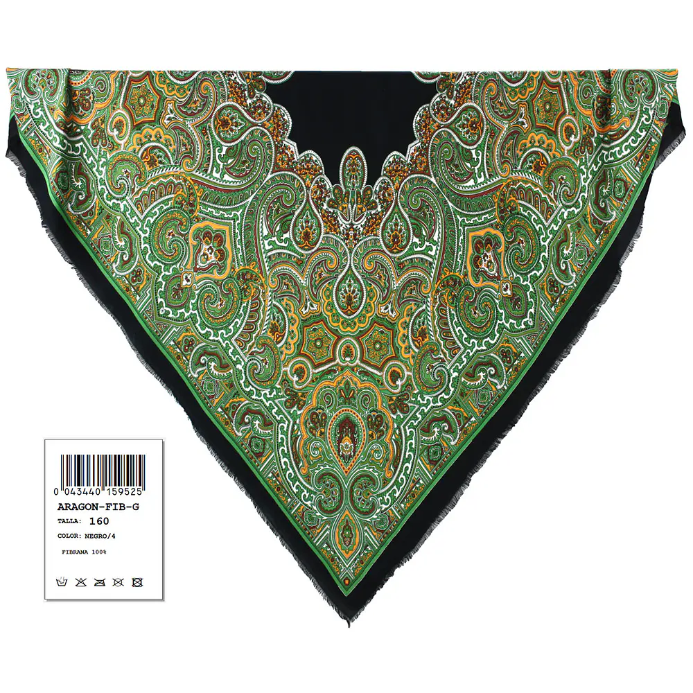 Pañuelo fibrana 155 cms regional baturra artesanal mod Aragon