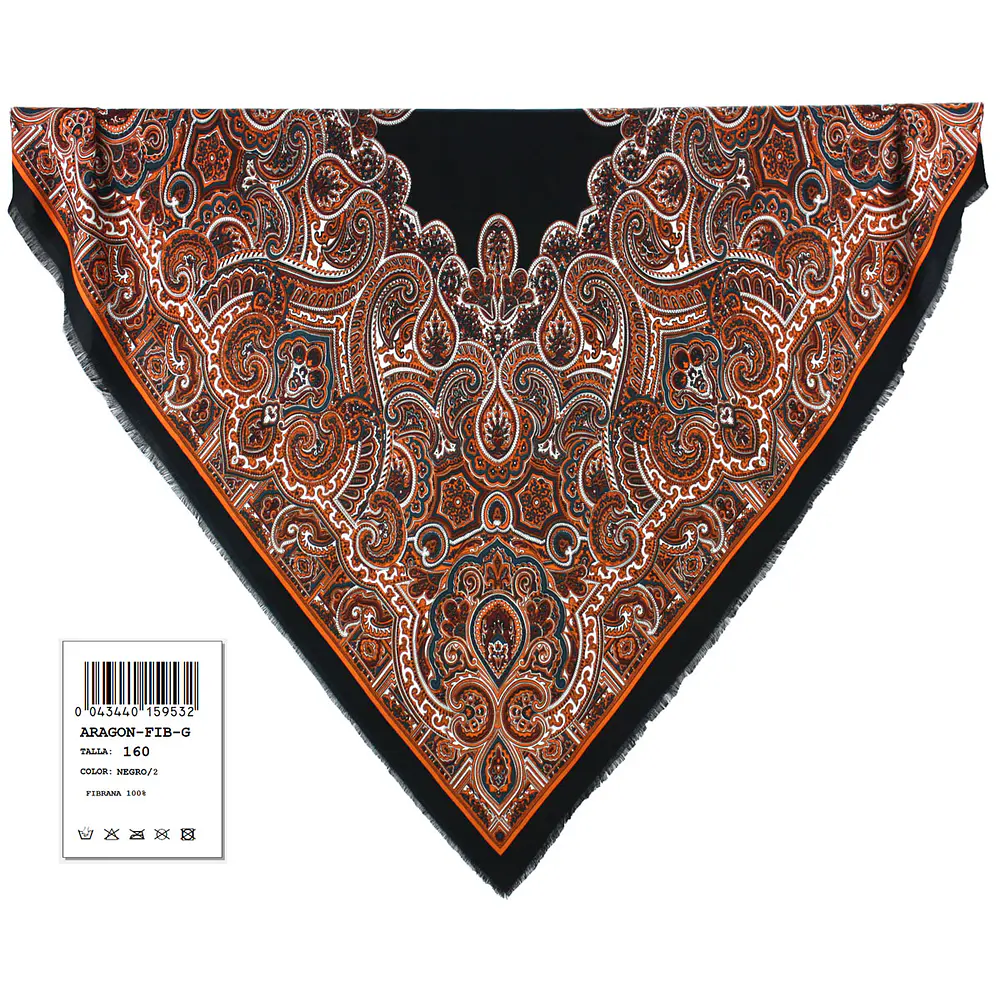 Pañuelo fibrana 155 cms regional baturra artesanal mod Aragon