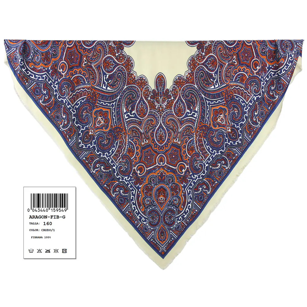 Pañuelo fibrana 155 cms regional baturra artesanal mod Aragon
