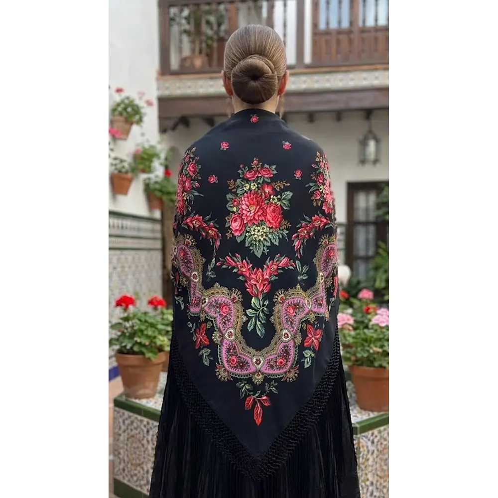 Mantón de Merino 100% Fibra para Traje Regional | 160 cm
