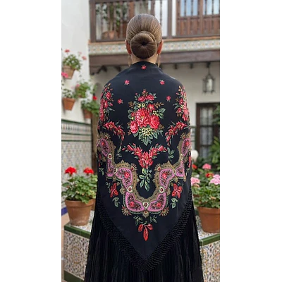 Mantón de Merino 100% Fibra para Traje Regional | 160 cm