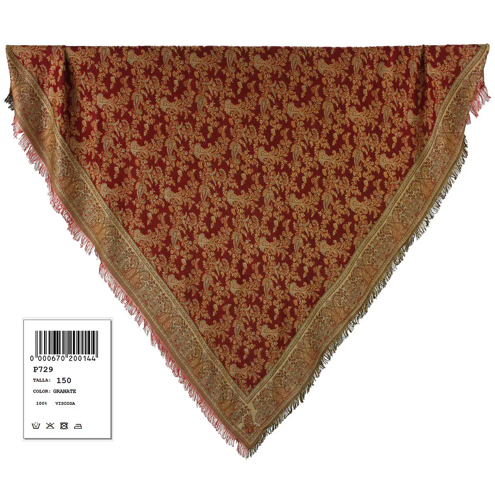 Mantón baturra regional de Viscosa (150 cm) – Elegancia Versátil para Indumentaria