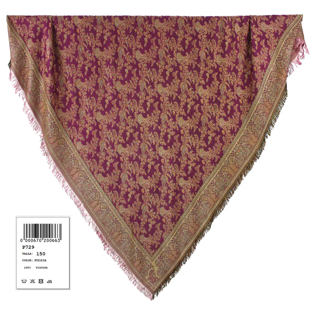 Mantón baturra regional de Viscosa (150 cm) – Elegancia Versátil para Indumentaria
