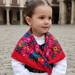 Pañuelo de Baturra para Niña Rojo Floral en Viscosa (70x70 cm)