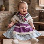 Traje de Baturra para Bebé (6 a 9 meses) - Conjunto 4 Piezas con Delantal Morado
