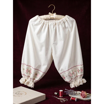Pololos de Baturra para Mujer con Bordado Floral Rosa (Talla 38/42)