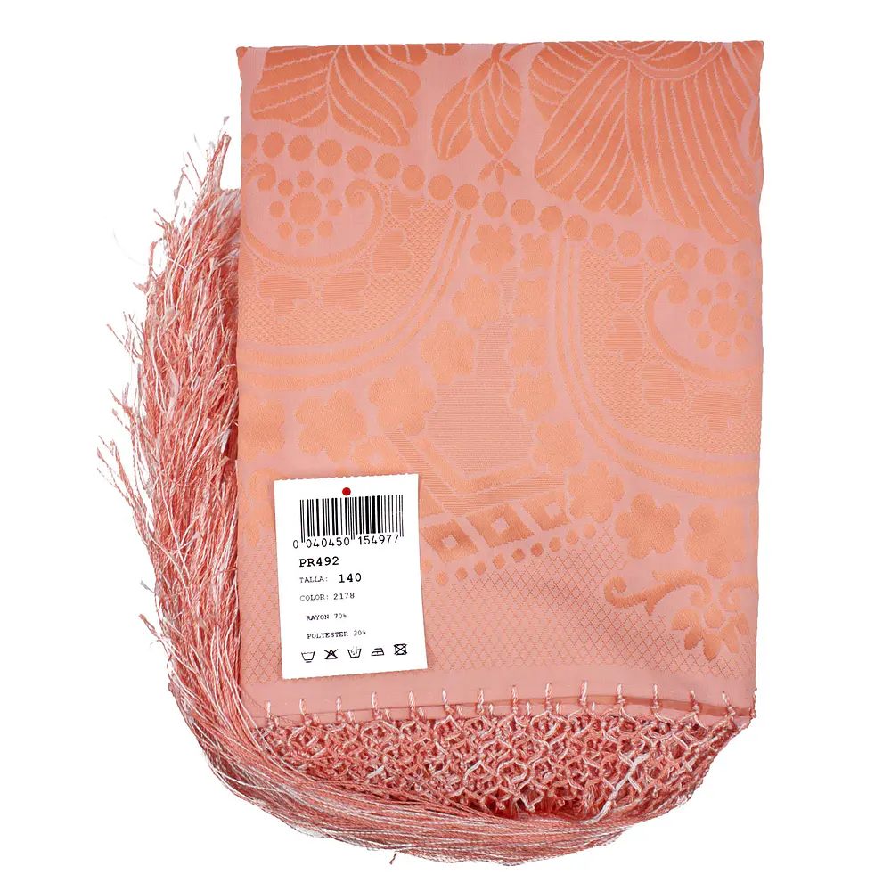 Mantón de adamascado asalmonado Elegancia Tradicional
