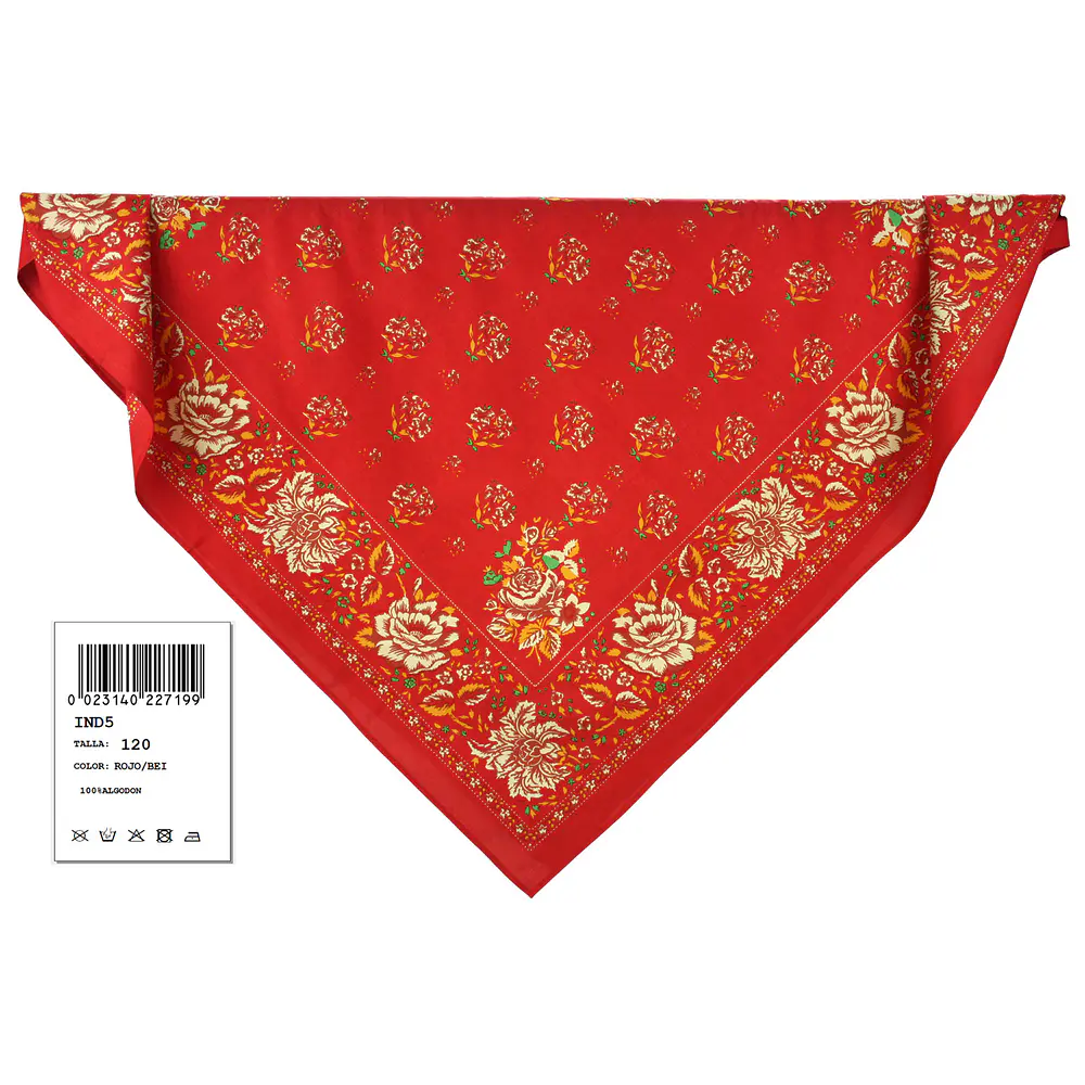 Pañuelo regional baturra indiana algodon 120 cms Mod Moncayo varios tonos 