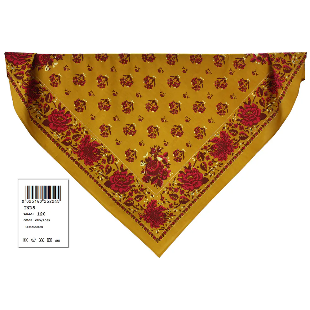 Pañuelo regional baturra indiana algodon 120 cms Mod Moncayo varios tonos 