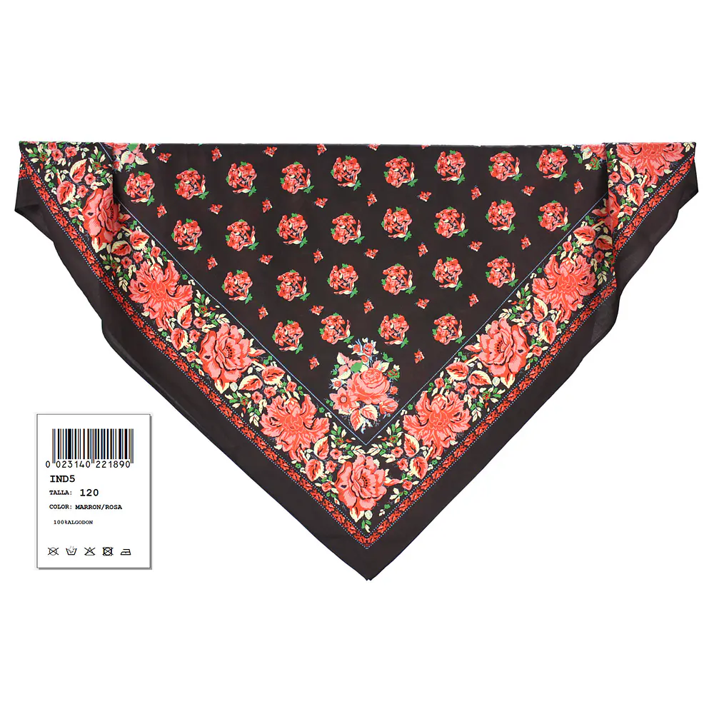 Pañuelo regional baturra indiana algodon 120 cms Mod Moncayo varios tonos 
